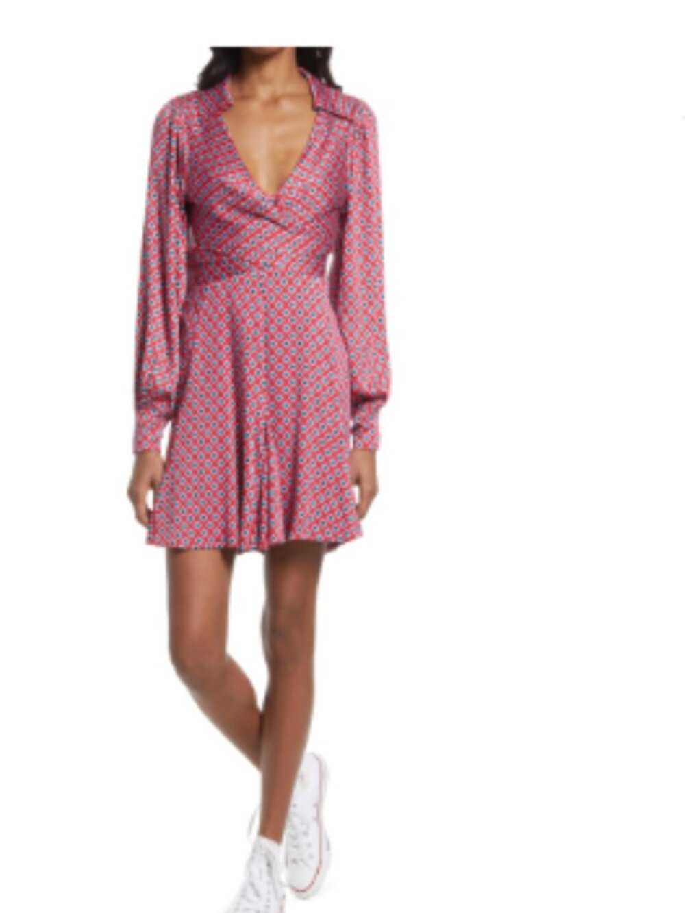 Free People It Takes Two Long Sleeve Minidress POP COMBO Size M
